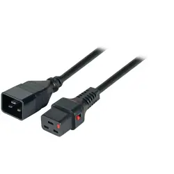 Extension cable, International, C20-plug, straight on C19 socket, straight, H05VV-F3G1.5 mm², black, 2 m, EK607SW.2