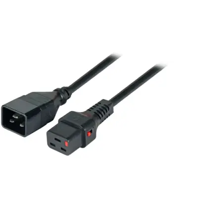 Extension cable, International, C20-plug, straight on C19 socket, straight, H05VV-F3G1.5 mm², black, 2 m, EK607SW.2 - 1