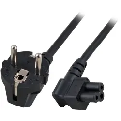 Power cord, Europe, plug type E + F, angled on C5 socket, angled, H05VV-F3G0.75 mm², black, 1.8 m, EK551.1,8