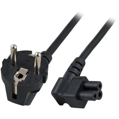 Power cord, Europe, plug type E + F, angled on C5 socket, angled, H05VV-F3G0.75 mm², black, 3 m, EK551.3 - 1
