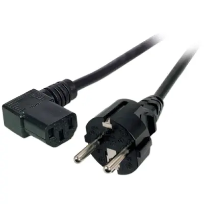 Power cord, Europe, plug type E + F, straight on C13 socket, angled, black, 2 m, EK534.2 - 1