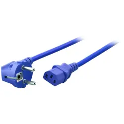 Power cord, Europe, plug type E + F, angled on C13 socket, straight, H05VV-F3G0.75 mm², blue, 1.8 m, EK588BL.1,8V2