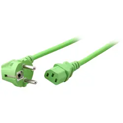 Power cord, Europe, plug type E + F, angled on C13 socket, straight, H05VV-F3G0.75 mm², green, 1.8 m, EK588GN.1,8V2