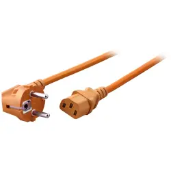 Power cord, Europe, plug type E + F, angled on C13 socket, straight, H05VV-F3G0.75 mm², orange, 1.8 m, EK588OR.1,8V2