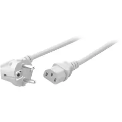 Power cord, Europe, plug type E + F, angled on C13 socket, straight, H05VV-F3G0.75 mm², white, 1.8 m, EK588WS.1,8V2