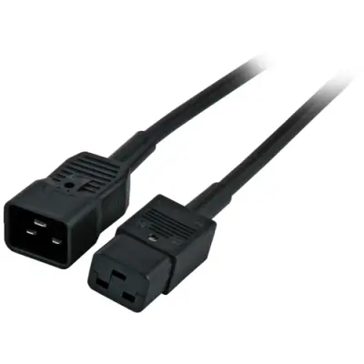 Extension cable, International, C20-plug, straight on C19 socket, straight, H05VV-F3G1.5 mm², black, 1 m, EK519.1 - 1