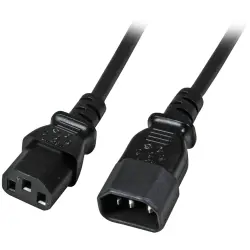 Extension cable, International, C14-plug, straight on C13 socket, straight, H05VV-F3G0.75 mm², black, 1 m, EK503.1