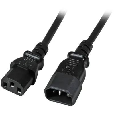 Extension cable, International, C14-plug, straight on C13 socket, straight, H05VV-F3G0.75 mm², black, 1 m, EK503.1 - 1