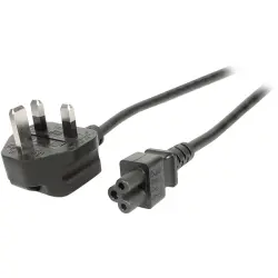 Power cord, UK, plug type G, angled on C5 socket, straight, H05VV-F3G0.75 mm², black, 1.8 m, EK499.1,8