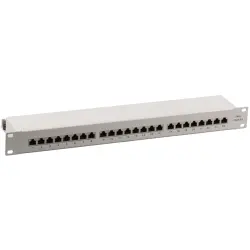 Patch panel, 24 x RJ45, horizontal, 1 row, (W x H x D) 482.6 x 44.5 x 108.2 mm, black, 37666SW.1M