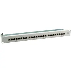 Patch panel, 24 x RJ45, horizontal, 1 row, (W x H x D) 482.6 x 44.5 x 108 mm, gray, 37667.1M
