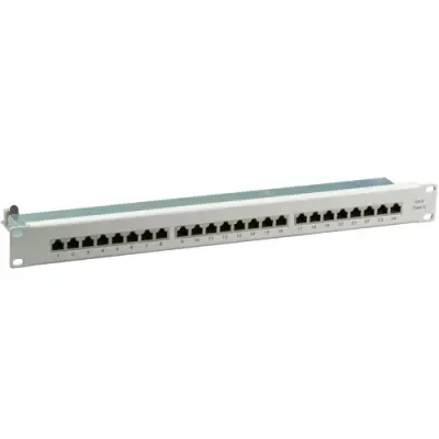 Patch panel, 24 x RJ45, horizontal, 1 row, (W x H x D) 482.6 x 44.5 x 108 mm, gray, 37667.1M - 1