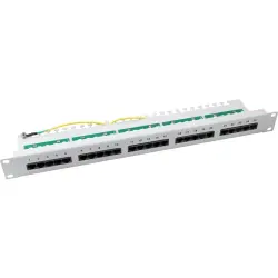 Patch panel, 25 x RJ45, horizontal, 1 row, (W x H) 482.6 x 44.45 mm, gray, 37588.1