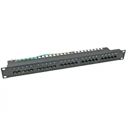 Patch panel, 25 x RJ45, horizontal, 1 row, (W x H) 482.6 x 44.45 mm, black, 37588SW.1