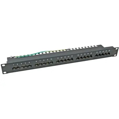 Patch panel, 25 x RJ45, horizontal, 1 row, (W x H) 482.6 x 44.45 mm, black, 37588SW.1 - 1