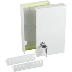 Housing, lockable with hinged lid, white, wall mounting, for max. 4 splice cassettes or 1 splice cassette plus one distributor plate, 53603.1WS