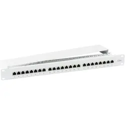 Patch panel, 24 x RJ45, horizontal, 1 row, (W x H x D) 483 x 44 x 108 mm, gray, 37668.1M