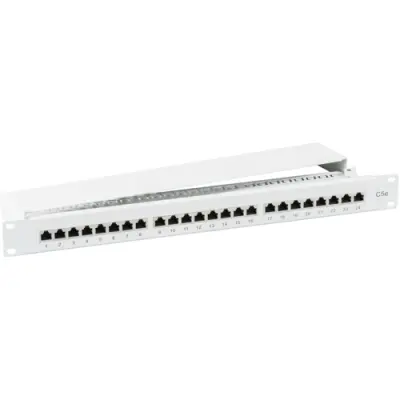 Patch panel, 24 x RJ45, horizontal, 1 row, (W x H x D) 483 x 44 x 108 mm, gray, 37668.1M - 1