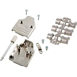 D-Sub connector housing, size: 1 (DE), angled 35°, cable Ø 3 to 13 mm, zinc die casting, silver, 29560.1