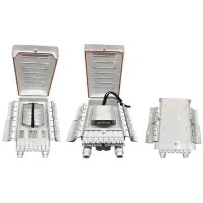 FTTH connection box, 144 x SC Simplex/LC Duplex/E2000, (W x H x D) 232 x 358.5 x 130.5 mm, gray, FTTH-BOX-OUT-7 - 1