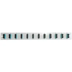 FO front panel, loaded, 24 x 50/125 OM3, 12 x SC duplex, vertical, 1 row, (W x H x D) 432 x 43.5 x 13 mm, gray, SB-FP-12SC-D-V-OM3