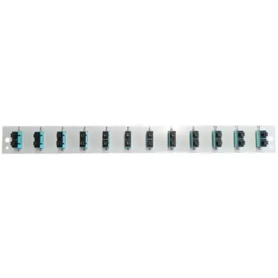 FO front panel, loaded, 24 x 50/125 OM3, 12 x SC duplex, vertical, 1 row, (W x H x D) 432 x 43.5 x 13 mm, black, SB-FP-S-12SC-D-V-OM3 - 1
