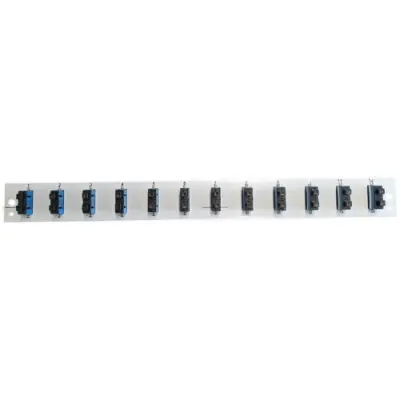 FO front panel, loaded, 24 x 9/125 OS2, 12 x SC duplex, vertical, 1 row, (W x H x D) 432 x 43.5 x 13 mm, black, SB-FP-S-12SC-D-V-OS2 - 1