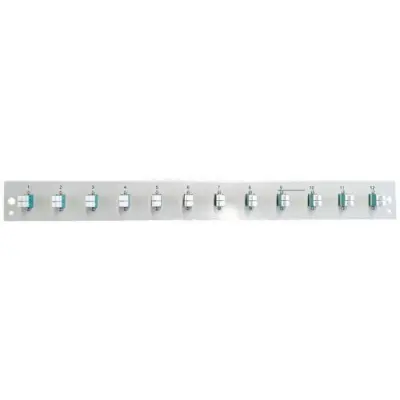 FO front panel, loaded, 24 x 50/125 OM3, 12 x LC duplex, horizontal, 1 row, (W x H x D) 432 x 43.5 x 13 mm, gray, SB-FP-12SC-S-OM3 - 1