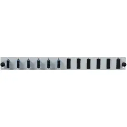 FO front panel, loaded, 12 x 9/125 OS2, 6 x SC duplex, vertical, 1 row, (W x H x D) 432 x 43.5 x 13 mm, black, SB-FP-S-6SC-D-V-OS2