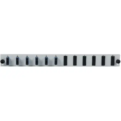 FO front panel, loaded, 12 x 9/125 OS2, 6 x SC duplex, vertical, 1 row, (W x H x D) 432 x 43.5 x 13 mm, black, SB-FP-S-6SC-D-V-OS2 - 1