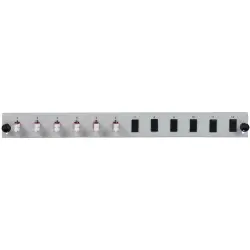 FO front panel, loaded, 12 x 50/125 OM4, 6 x LC duplex, vertical, 1 row, (W x H x D) 432 x 43.5 x 13 mm, black, SB-FP-S-6SC-S-OM4