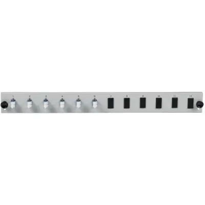 FO front panel, loaded, 12 x 9/125 OS2, 6 x LC duplex, vertical, 1 row, (W x H x D) 432 x 43.5 x 13 mm, gray, SB-FP-6SC-S-OS2 - 1