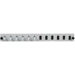 FO front panel, loaded, 12 x 9/125 OS2, 6 x LC duplex, vertical, 1 row, (W x H x D) 432 x 43.5 x 13 mm, black, SB-FP-S-6SC-S-OS2