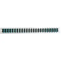 FO front panel, loaded, 48 x 50/125 OM3, 24 x SC duplex, vertical, 1 row, (W x H x D) 432 x 43.5 x 13 mm, black, SB-FP-S-24SC-D-V-OM3