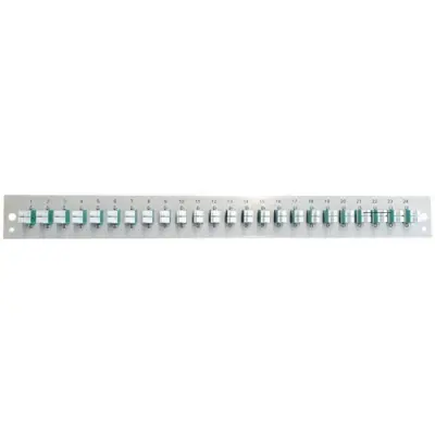 FO front panel, loaded, 48 x 50/125 OM3, 24 x LC duplex, horizontal, 1 row, (W x H x D) 432 x 43.5 x 13 mm, black, SB-FP-S-24SC-S-OM3 - 1