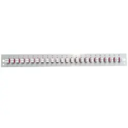 FO front panel, loaded, 48 x 50/125 OM4, 24 x LC duplex, horizontal, 1 row, (W x H x D) 432 x 43.5 x 13 mm, black, SB-FP-S-24SC-S-OM4