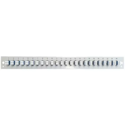 FO front panel, loaded, 48 x 9/125 OS2, 24 x LC duplex, horizontal, 1 row, (W x H x D) 432 x 43.5 x 13 mm, gray, SB-FP-24SC-S-OS2 - 1