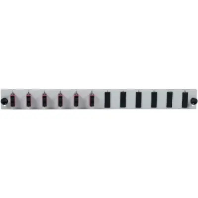 FO front panel, loaded, 12 x 50/125 OM4, 6 x SC duplex, vertical, 1 row, (W x H x D) 432 x 43.5 x 13 mm, black, SB-FP-S-6SC-D-V-OM4 - 1