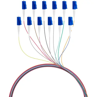 Fiber pigtail kit, in accordance with the DIN VDE colour code 0888, 12 x LC to open end, 2 m, OS2, singlemode 9/125 µm, O0481.2, package with 12 pieces - 1