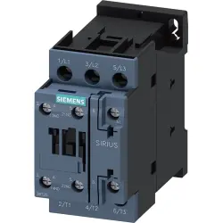 Power contactor, 3 pole, 25 A, 400 V, 1 Form A (N/O) + 1 Form B (N/C), coil 230 VAC, screw connection, 3RT2026-1AL20