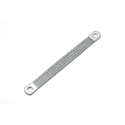 Grounding strap, copper, tin-plated, 25 mm², (L) 300 mm, hole Ø M8, 5-KT025030008C - 1