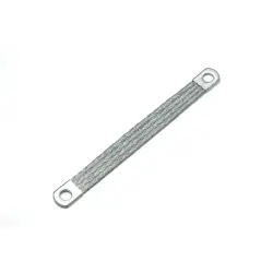 Grounding strap, copper, tin-plated, 16 mm², (L) 400 mm, hole Ø M6, 5-KT016040006C