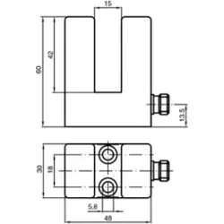 Inductive slot sensor, PNP, surface mounting, not flush, 1 Form A (N/O), 20 mA, 040122