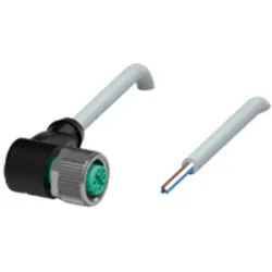 Sensor actuator cable, M12 cable socket, angled, A to open end, 4 pole, 5 m, PUR, gray, 4 A, 033808