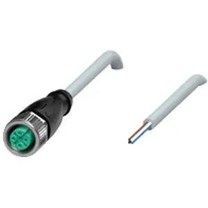 Sensor actuator cable, M12 cable socket, straight, A to open end, 4 pole, 10 m, PVC, gray, 4 A, 035074 - 1
