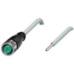 Sensor actuator cable, M12 cable socket, straight, A to open end, 4 pole, 10 m, PVC, gray, 4 A, 035074