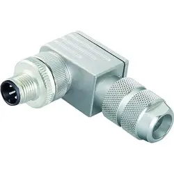 Plug, M12, 5 pole, plug connection, screw locking, angled, 211366