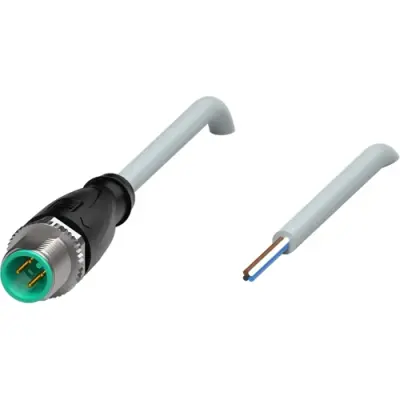 Sensor actuator cable, M12-cable plug, straight to open end, 4 pole, 1.5 m, PUR, gray, 4 A, 220757 - 1
