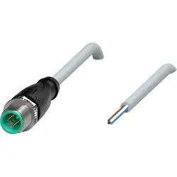 Sensor actuator cable, M12-cable plug, straight to open end, 4 pole, 1.5 m, PUR, gray, 4 A, 220757