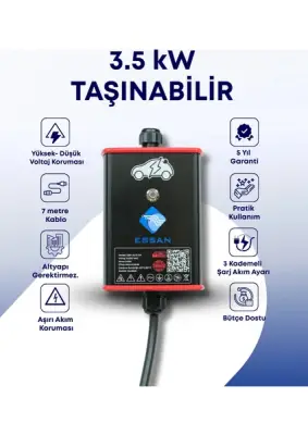 3.5 Kw 15 Metre Taşınabilir Elektrikli Araç Şarj Cihazı - 1